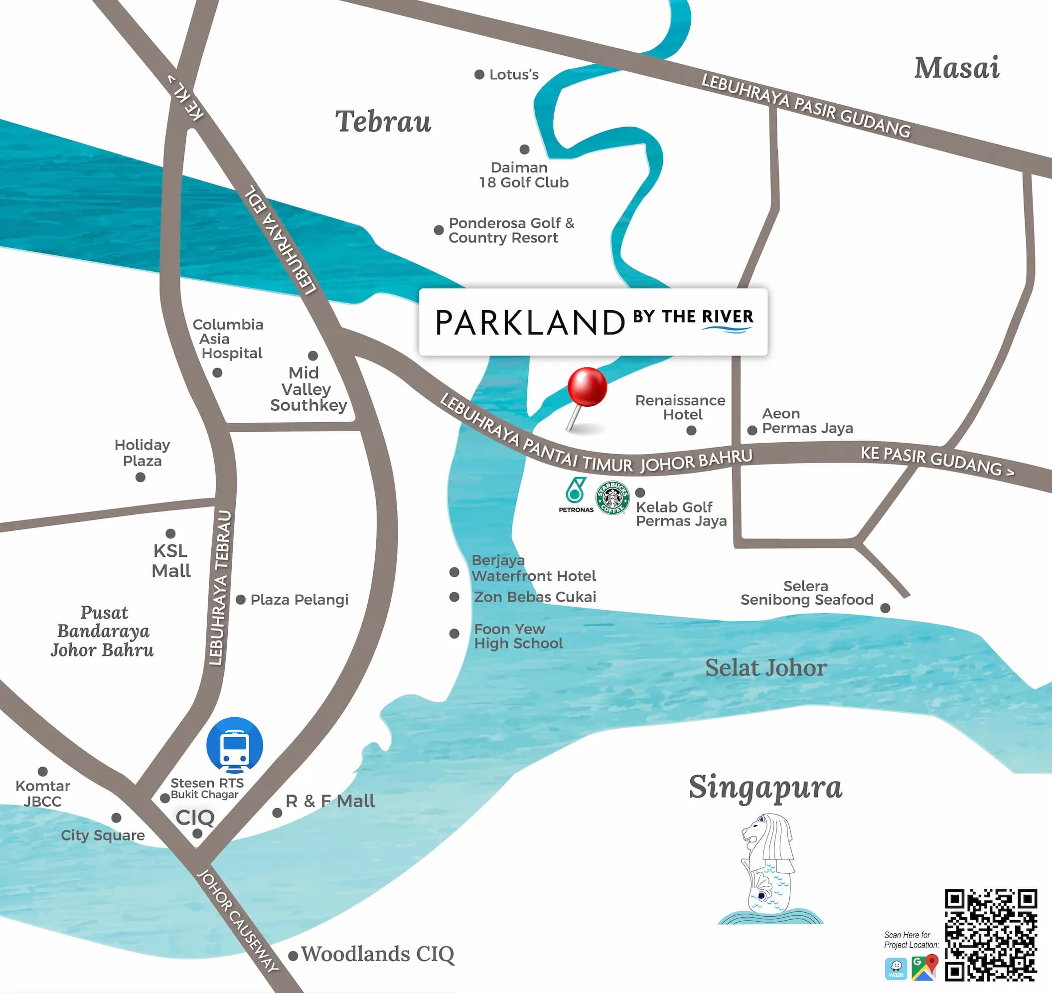 Parkland By The River — location map, Permas Jaya, Johor Bahru